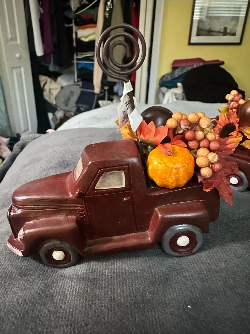 Rust Red Ceramic Pickup Truck Fall Photo/Note Holder - Home Accents quantity 2